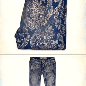 Hollister Gold Foil Floral Metallic denim jeans 25